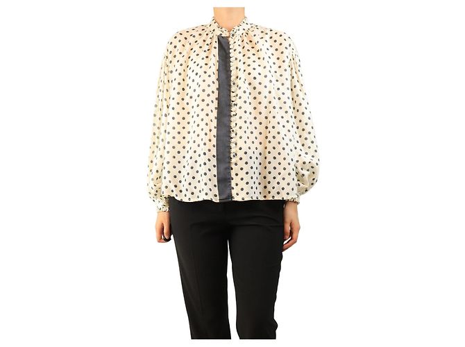 Autre Marque White polka dot blouse - size M