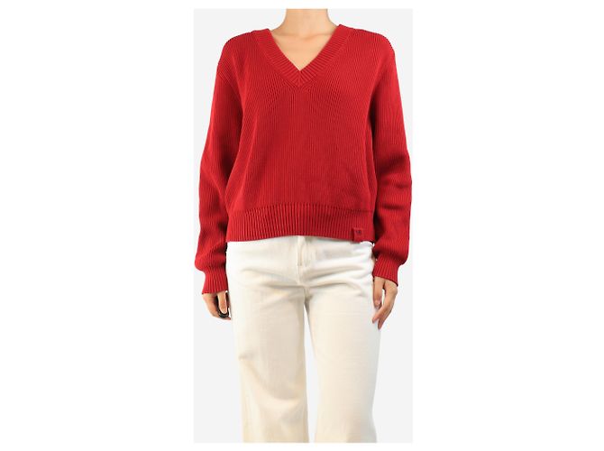 Victoria Beckham Pull en maille côtelée rouge - size M