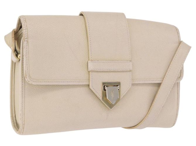 Autre Marque SAINT LAURENT Shoulder Bag Leather White Gold