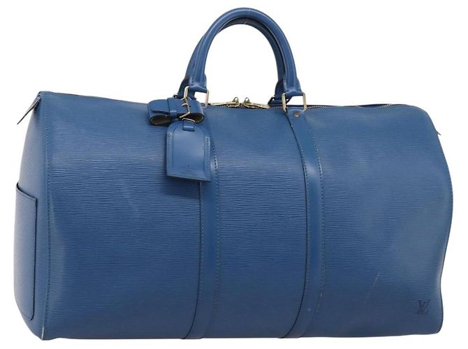 LOUIS VUITTON Epi Keepall 50 Boston Bag Blue M42965 LV