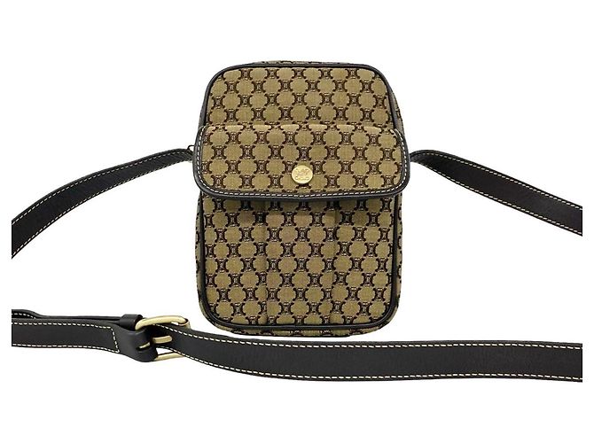 Céline Borsa a tracolla Celine Vintage Macadam Blazon Triomphe Marrone