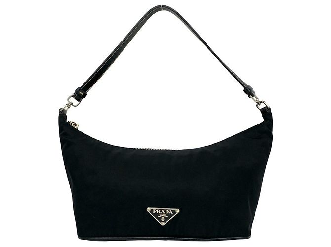 Sac à main Prada avec logo triangle Noir
