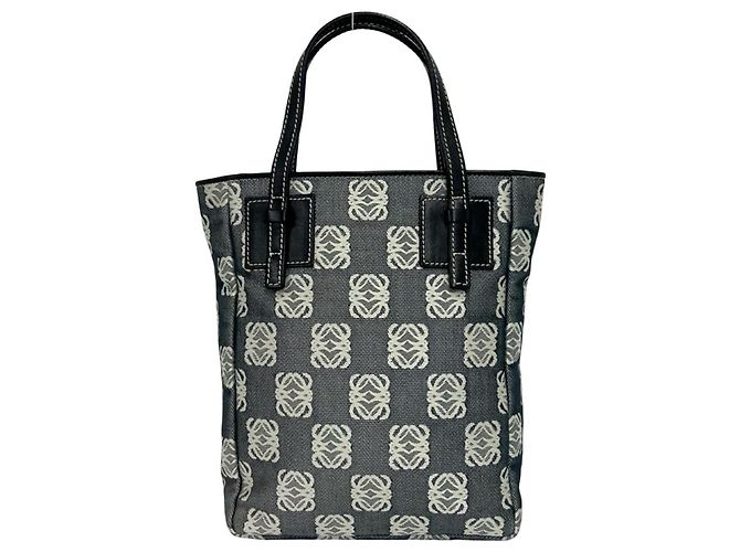 Loewe Repeat Anagram Canvas Leather Mini Tote Bag Brown Black
