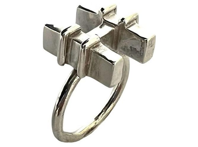 Hermès Hermes Vintage H Motif Band Ring Silber