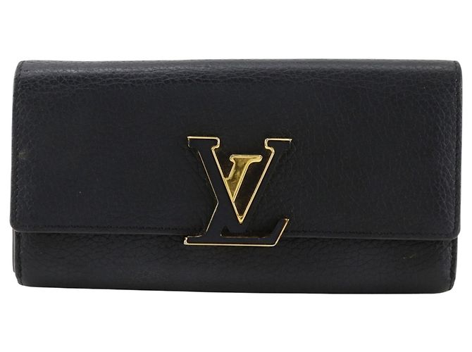 Louis Vuitton Portefeuille Capucines Long Wallet Black Pink