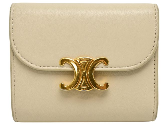 Céline Celine Small Flap Wallet Triomphe Bege