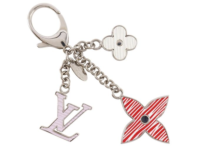 Louis Vuitton Fleur de Epi BB Keychain Bag Charm Argento