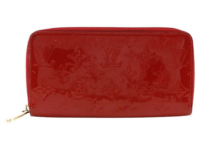 Louis Vuitton Monogram Vernis Zippy Wallet Red Fuschia