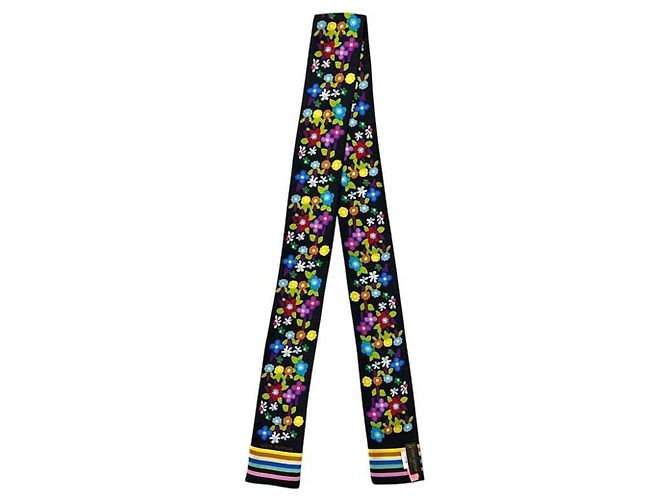 Pañuelo Bandeau de seda Multi-Flower Louis Vuitton Negro Multicolor