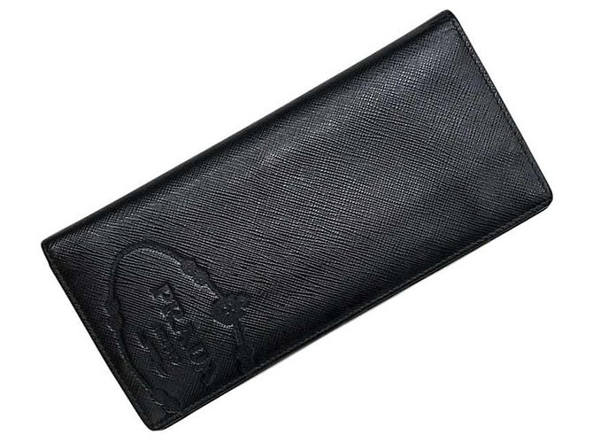 Prada Saffiano Black Long Wallet