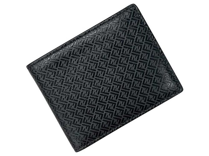 Fendi Bi-fold Wallet in Black Leather Brown