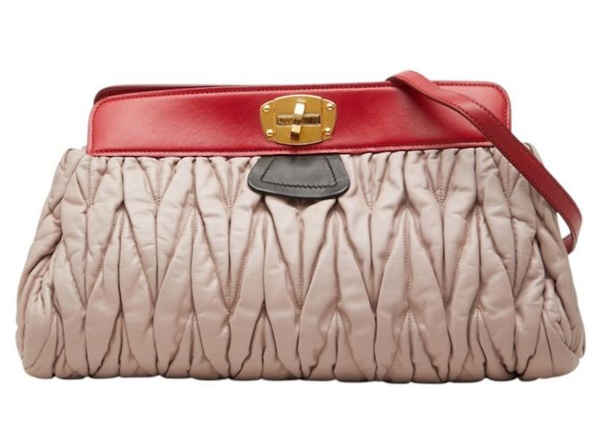 Borsa a tracolla Miu Miu Matelassé Rosso Beige