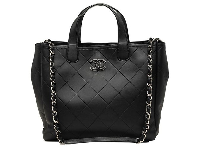 Borsa Tote Chanel Coco Mark Wild Stitch Nero