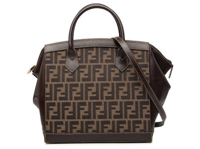 Fendi Zucca Handtasche braun Leder und Canvas