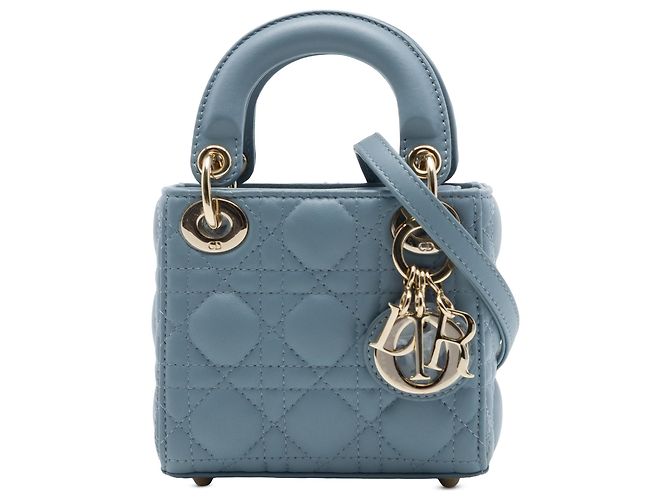 Autre Marque Dior Blue Micro Lambskin Cannage Lady Dior Bleu