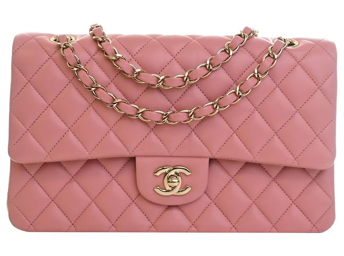Chanel Pink Medium Classic Lambskin Double Flap Rosa
