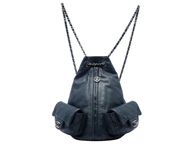 Chanel Blue Large Calfskin Backpack is Back Navy blue