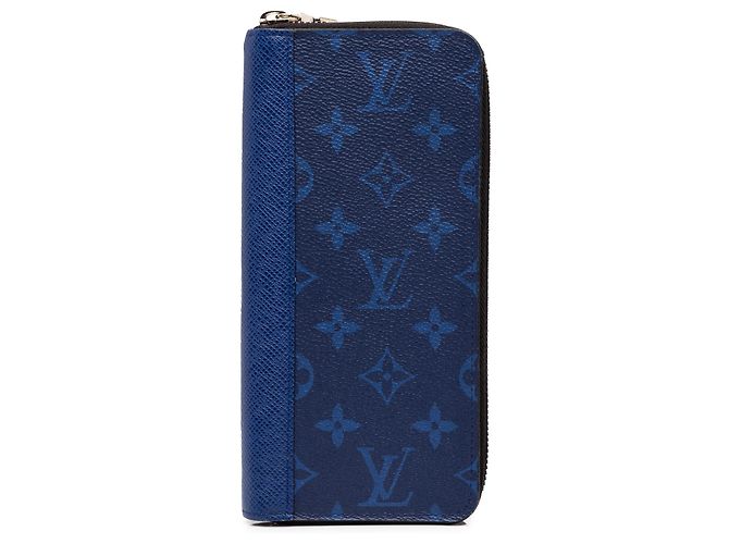 Louis Vuitton Blue Monogram Taigarama Zippy Vertical Geldbörse Blau