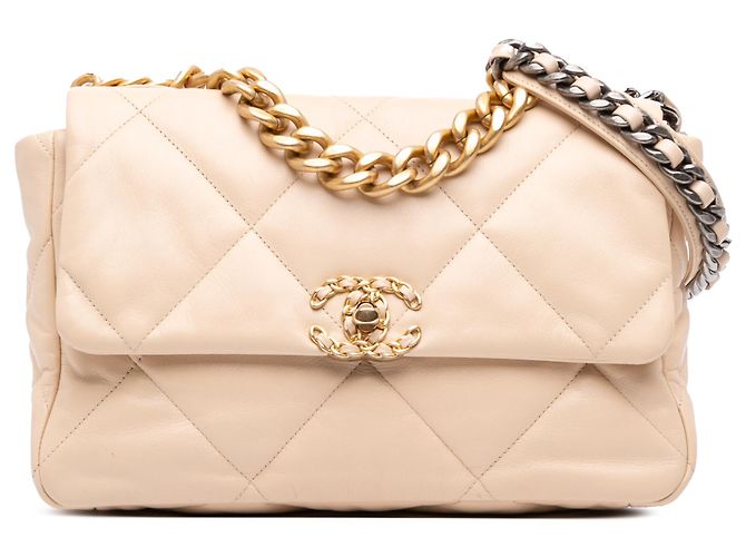 Chanel Beige Large Lambskin 19 Flap