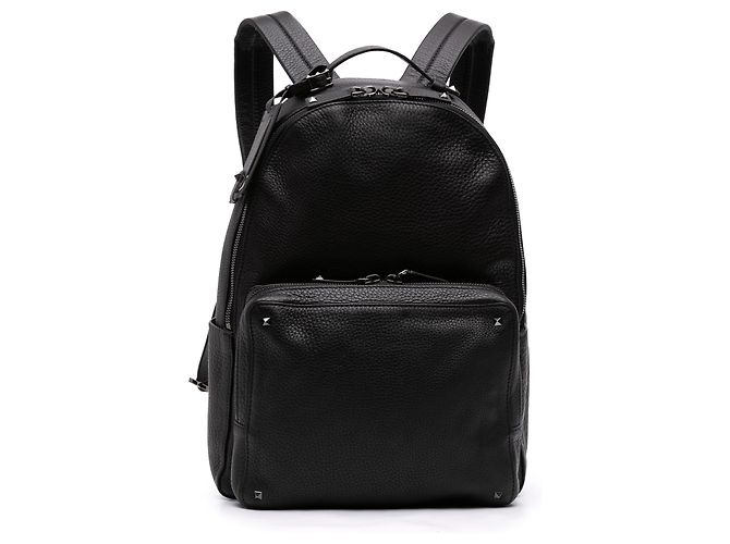 Mochila Valentino Rockstud de piel de becerro granulada negra Negro