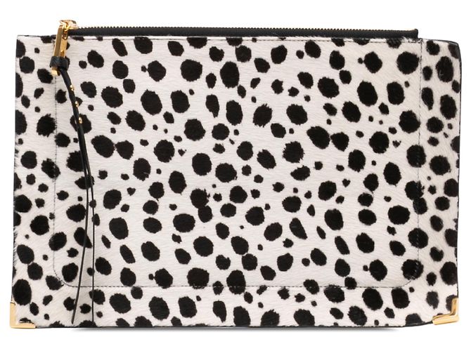 Clutch Chloé de pelo de poni blanco con estampado de dálmata