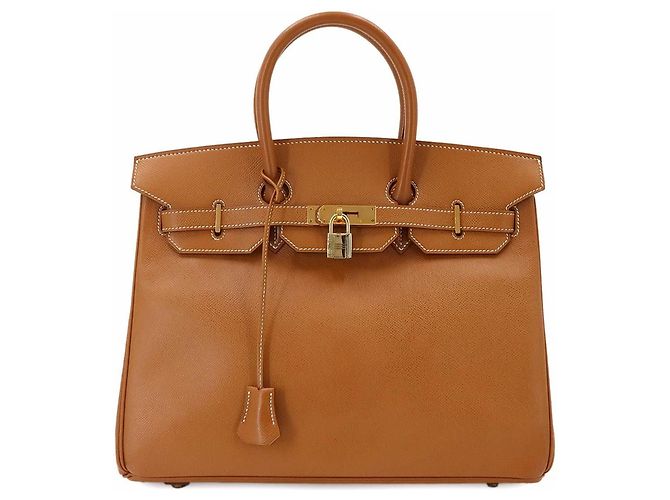 Hermès Bolsa Hermes Birkin 35 em couro Courchevel Gold Dourado