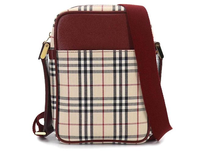 Borsa a tracolla Burberry Nova Check Beige Bordò