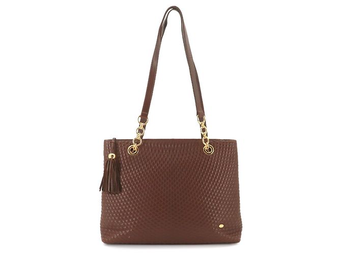 Bally Chain Tote Handbag Brown
