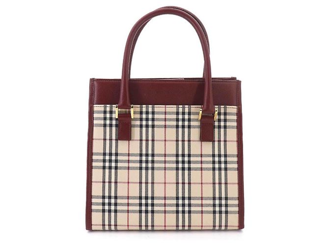 Burberry Nova Check Handtasche Beige Bordeaux