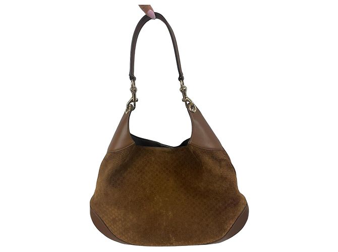 Bolsa Hobo Gucci Monogram em camurça Marrom