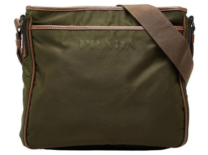 Borsa a tracolla Prada Triangle Logo Verde