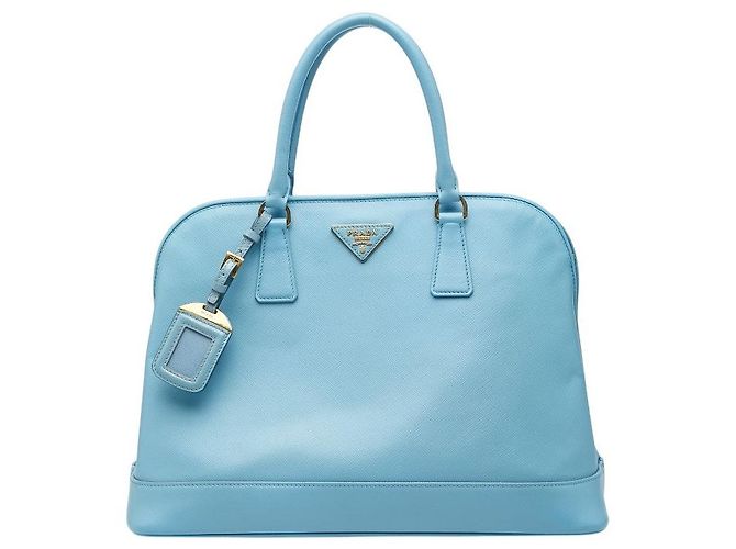 Sac à main Prada Saffiano avec logo triangle Bleu