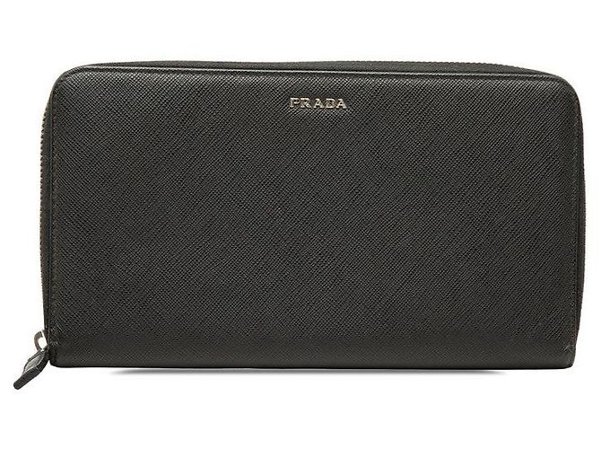 Prada Logo Langbrieftasche Schwarz