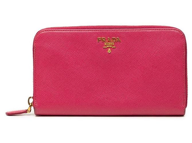 Portafoglio lungo con zip Prada Saffiano Rosa