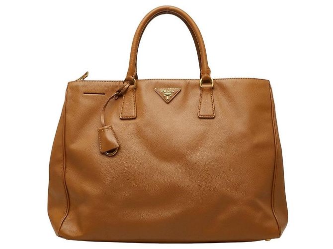 Sac Tote Prada avec logo triangle Marron