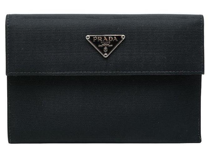 Prada Triangle Logo Trifold Wallet Black