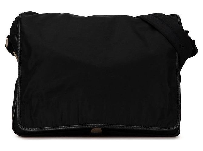 Borsa a tracolla Prada con placca logo triangolare Nero