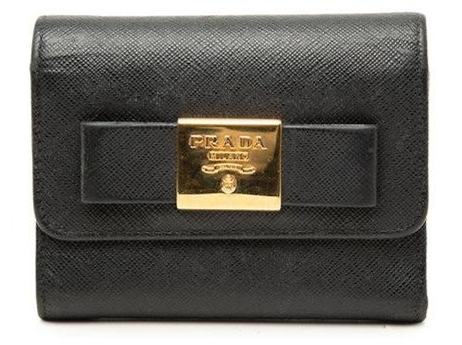 Cartera tri-fold Prada Ribbon Negro