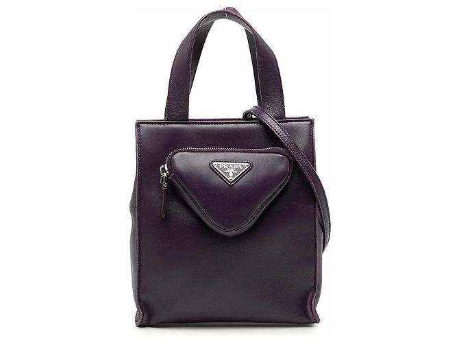 Prada Triangle Logo Tote Bag Lila
