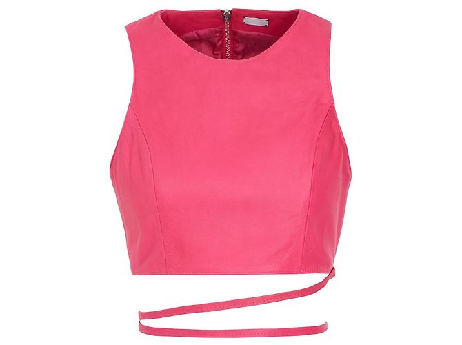 Autre Marque 8 By Yoox rosa Lammleder Crop Top Pink