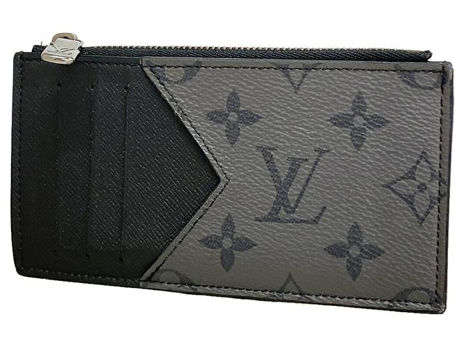 Louis Vuitton Monogram Eclipse Münz-Kartenetui Braun Schwarz