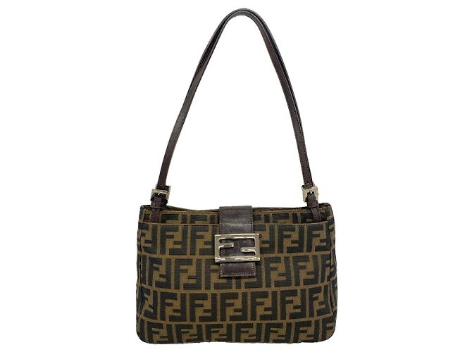 Bolsa de Ombro Fendi Zucca em Nylon e Canvas Marrom