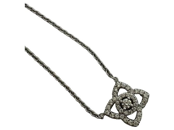 Colar De Beers Enchanted Lotus em Ouro Branco e Diamantes Prata