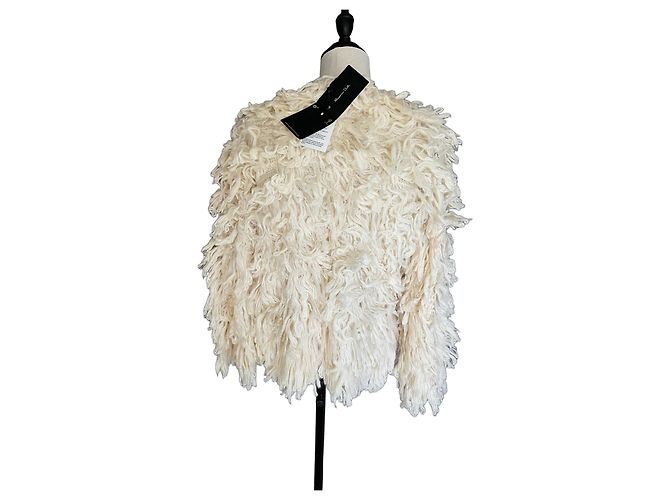 Massimo Dutti Pull Bouclé en Alpaga Couleur Crème Écru