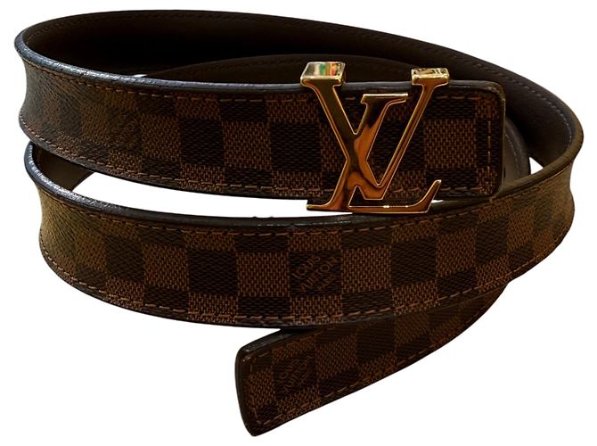Cinto Louis Vuitton LV Initiales Damier Ebene Wide Marrom