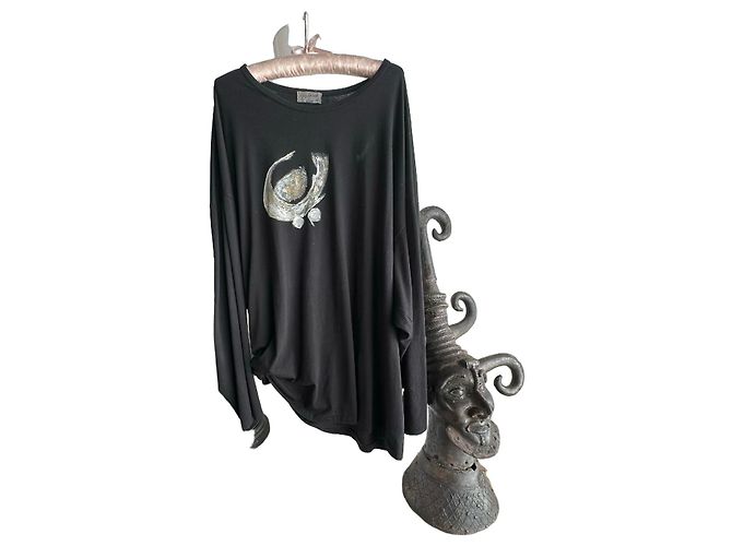 Yohji Yamamoto Camiseta 'Dragon' con estampado abstracto Negro