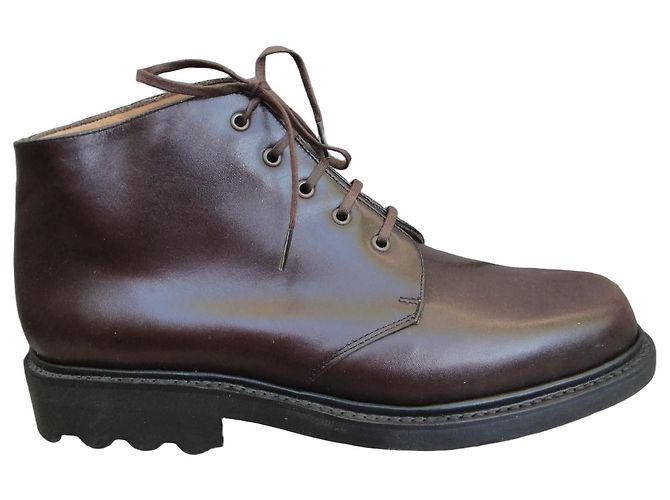 Autre Marque Unic braune Leder-Schnürstiefeletten
