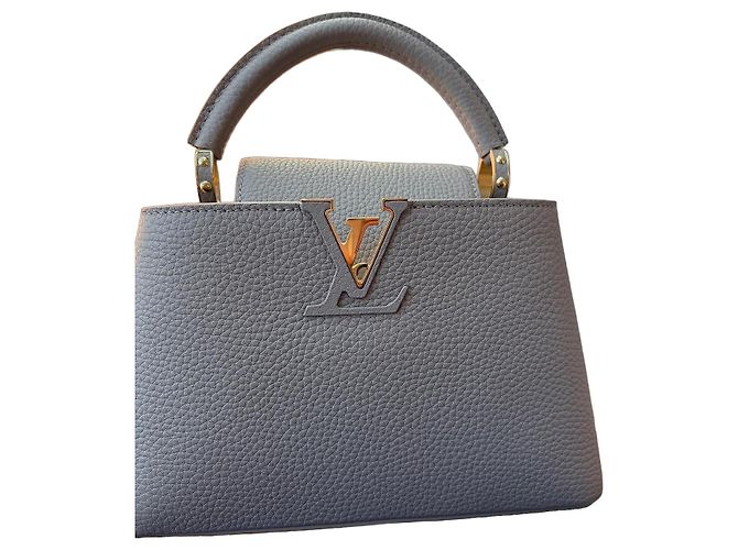 Louis Vuitton Capucines Bolsa Couro Cinza Gold hardware