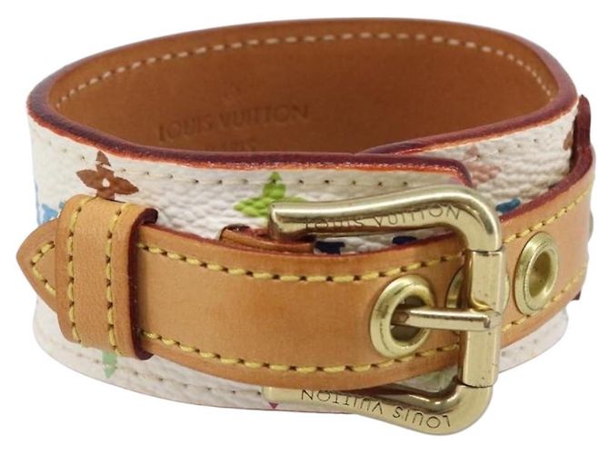LOUIS VUITTON Bracciale Tedaforce Monogram Multicolor White M92482 LV Auth 203311 Bianco