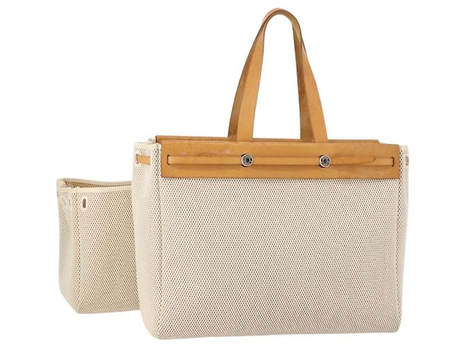 Hermès HERMES Herbag Cabas GM Tote Bag Tower Ash Beige Silver Auth 199376A Silber